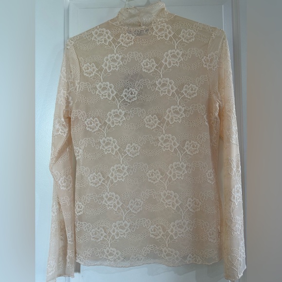 NWT Chelsea28 Sheer Lace Mock Neck Top - Picture 6 of 9